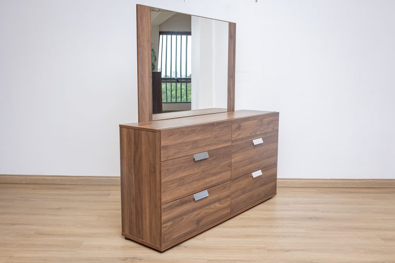 sahara package - king bed + 2 nightstands + chest of drawers + dresser mirror