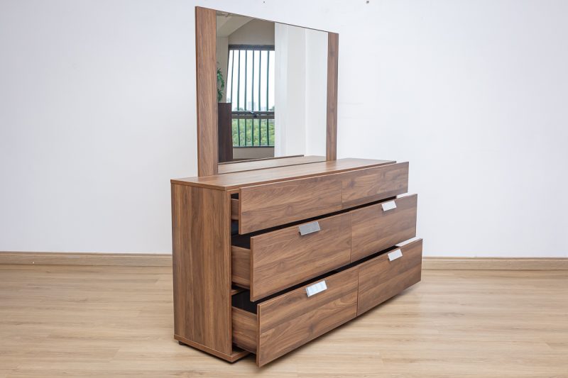 sahara package - king bed + 2 nightstands + chest of drawers + dresser mirror