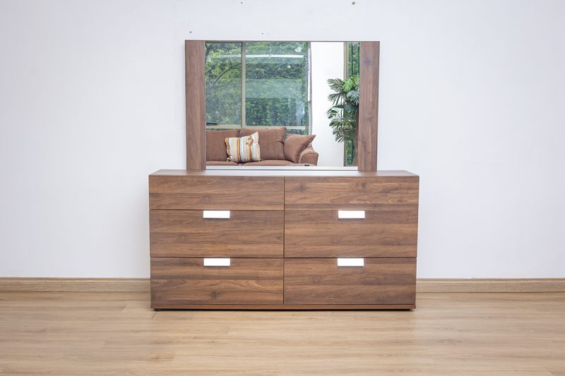 sahara package - king bed + 2 nightstands + chest of drawers + dresser mirror