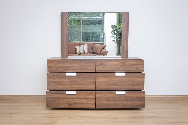 sahara package - king bed + 2 nightstands + chest of drawers + dresser mirror