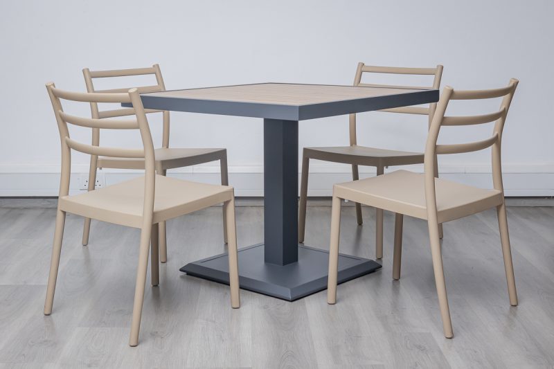 accra outdoor dining table + 4 trent chairs