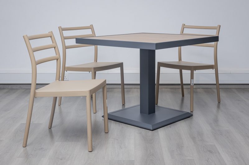 accra outdoor dining table + 4 trent chairs
