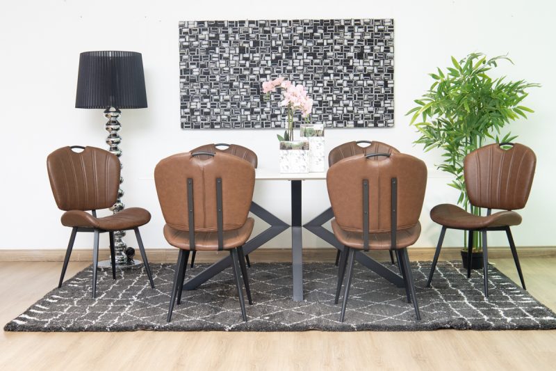 brio dining table + 6 metz chairs