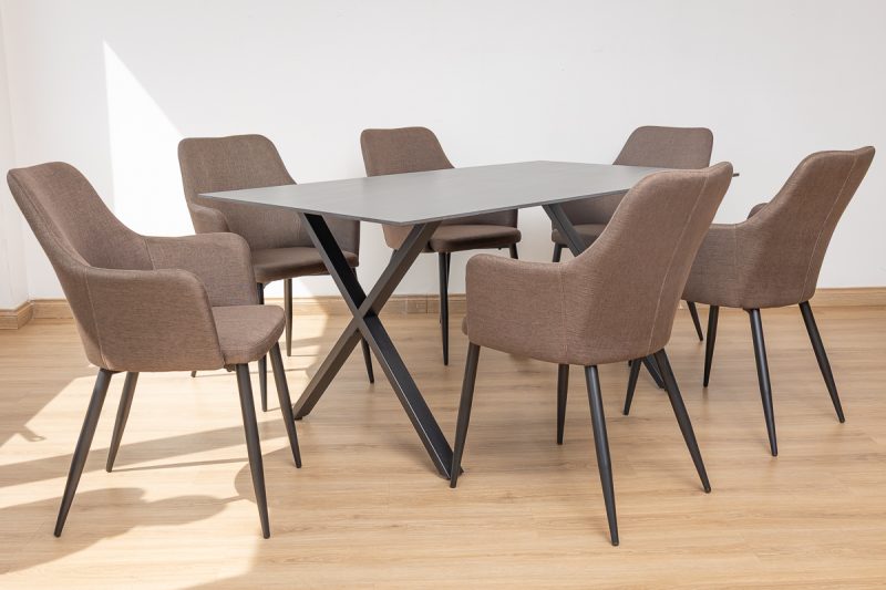 rina dining table + 6 rum chairs