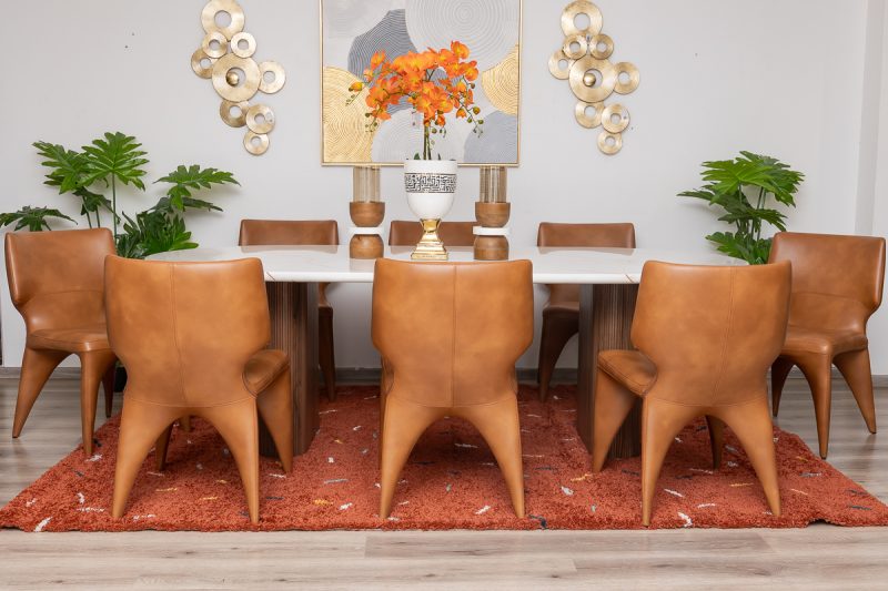 lugano dining table 2.4m + 8 jack chairs