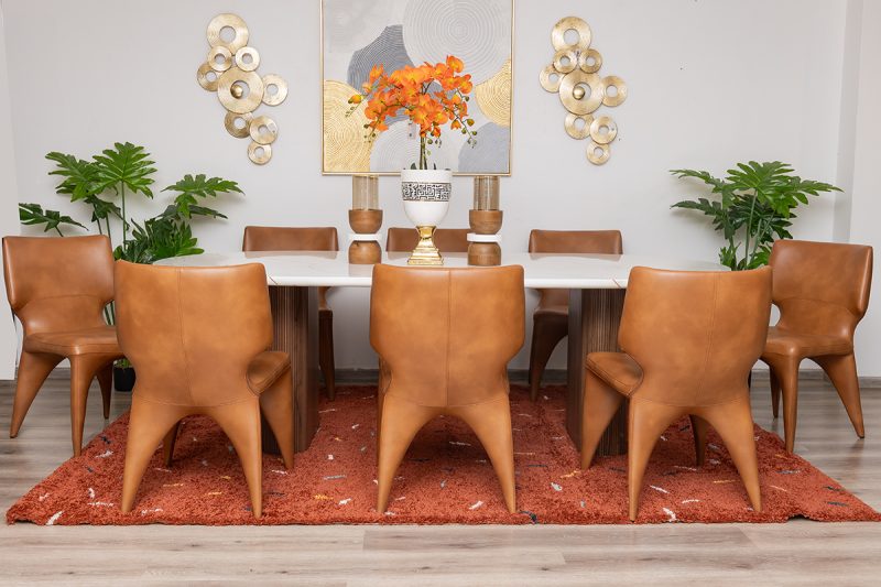 lugano dining table 2.4m + 8 jack chairs