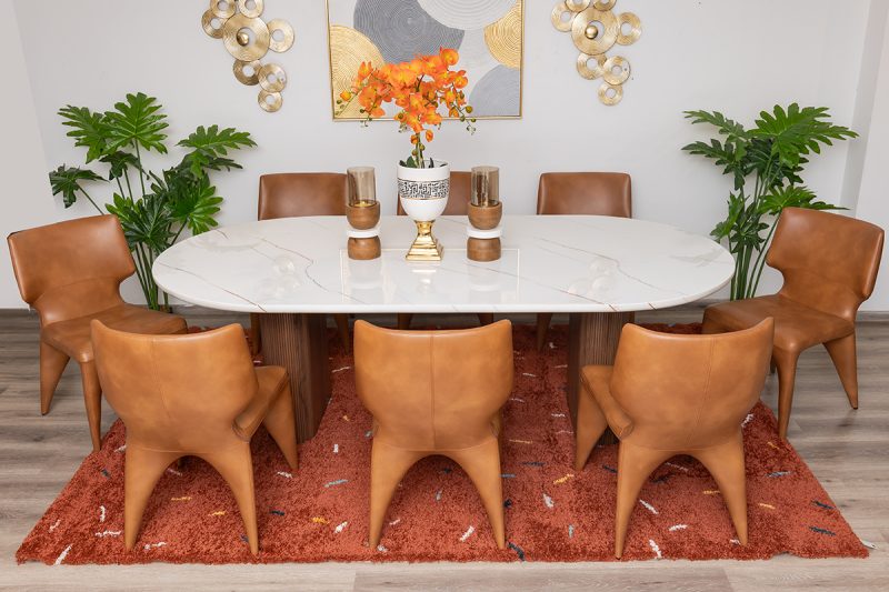 lugano dining table 2.4m + 8 jack chairs